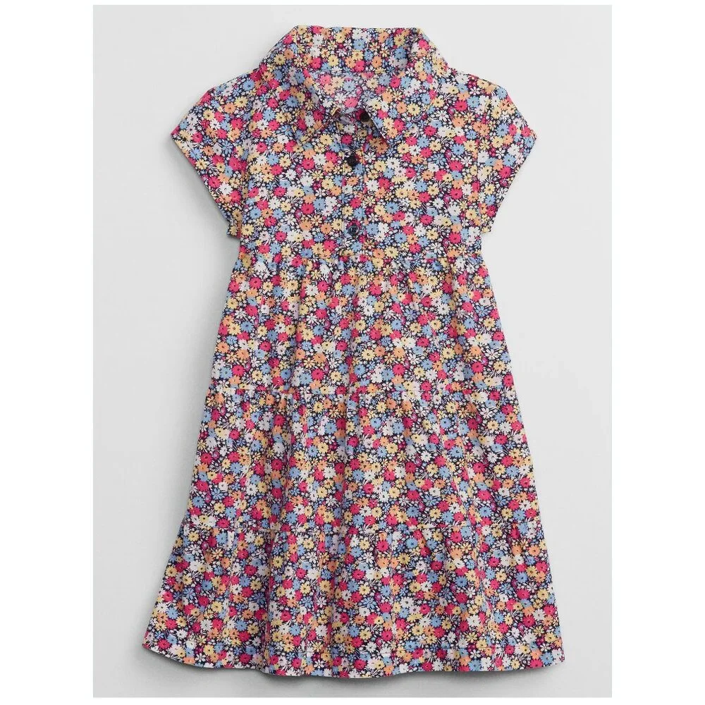 Gap Kids Toddler Girls Floral Print Tiered Shirt Dress 5T
